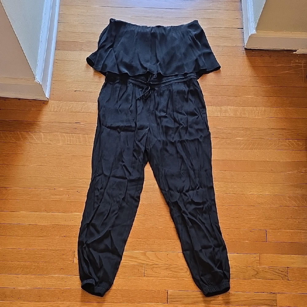 White House Black Market, Off Shoulder Ruffle Jumpsuit/Romper, Black, Women's 4